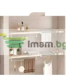 Разтегателен телескопичен разделител за рафтове на гардероб, регулируем 70-120 см, с вендуза